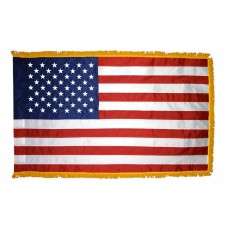 Usa Nyl-Glo Sleeved Gold Fringe Display Flag